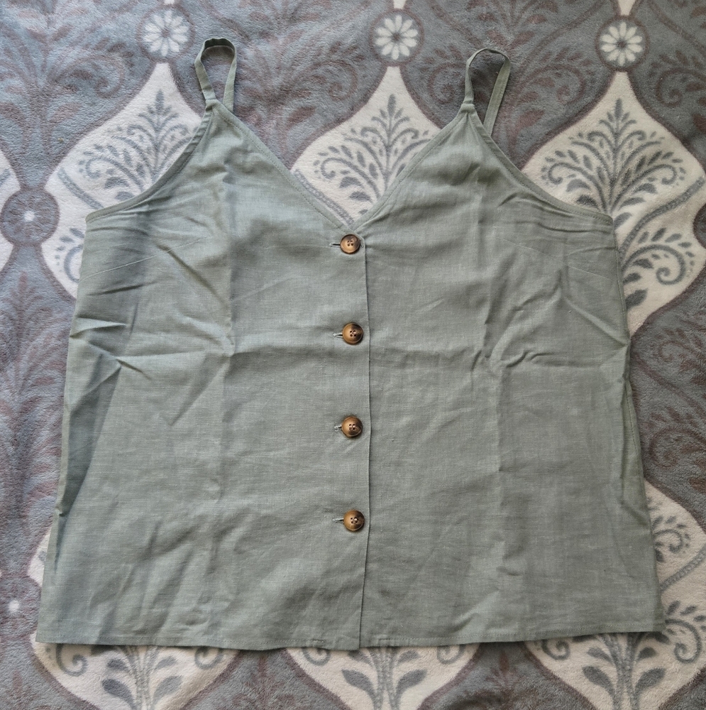 Topshop Light Green Sleeveless Blouse